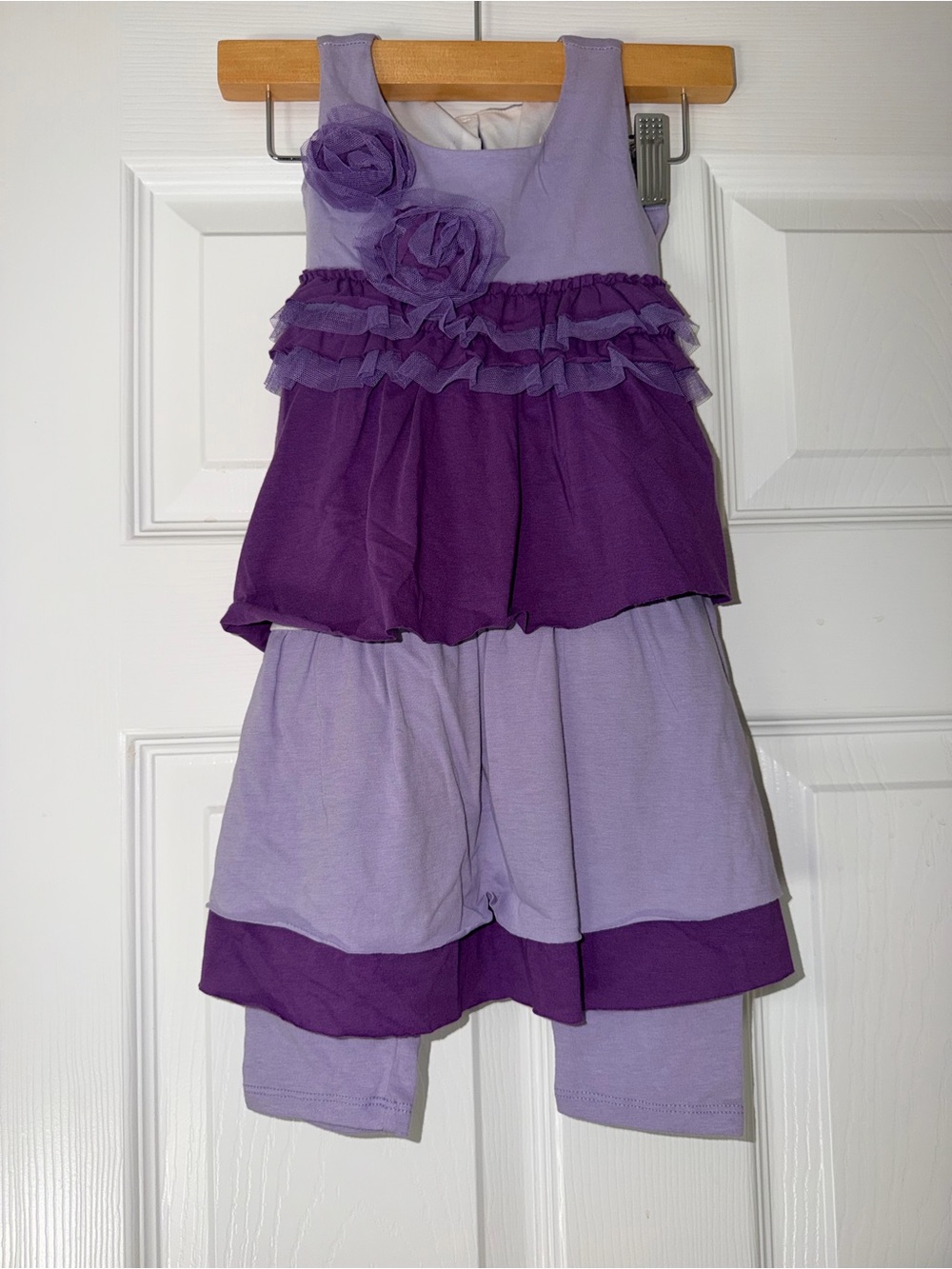 Isobella & Chloe Lavender and Deep Purple Layered Flower Dance Costume
